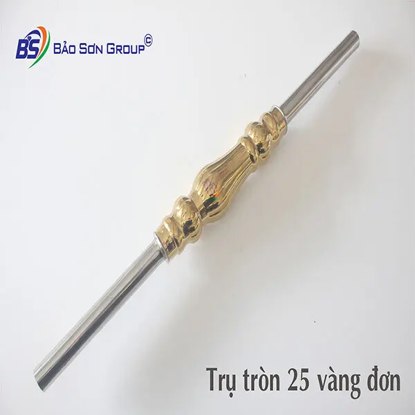 Trụ Inox Tròn 25 Vàng Đơn - Phụ Kiện Inox Màu Bảo Sơn