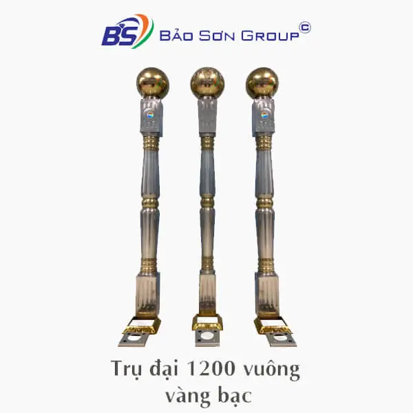 Trụ Đại Inox 1200 Vuông Vàng Bạc - Phụ Kiện Inox Màu Bảo Sơn